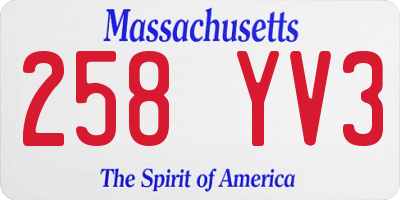 MA license plate 258YV3