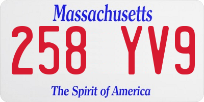 MA license plate 258YV9