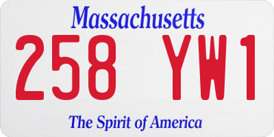 MA license plate 258YW1