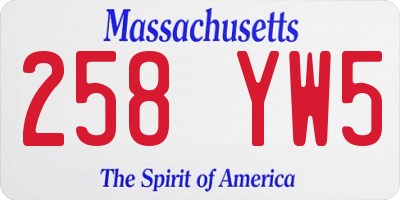 MA license plate 258YW5