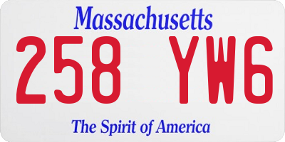MA license plate 258YW6