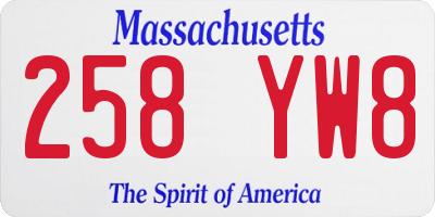 MA license plate 258YW8