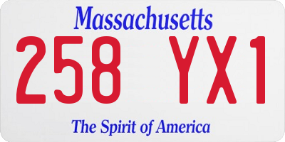 MA license plate 258YX1