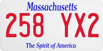 MA license plate 258YX2
