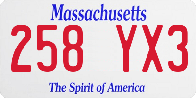 MA license plate 258YX3