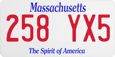 MA license plate 258YX5