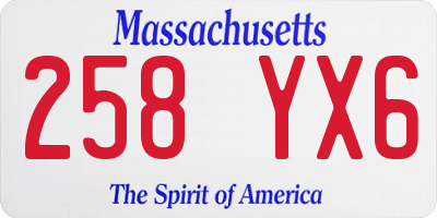 MA license plate 258YX6