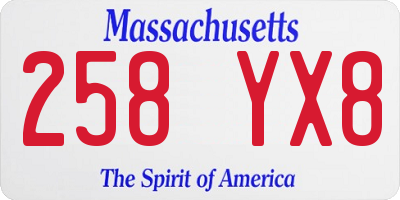 MA license plate 258YX8