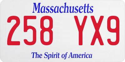 MA license plate 258YX9