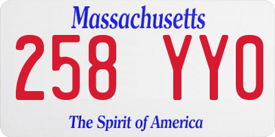 MA license plate 258YY0