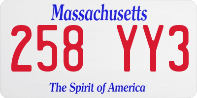 MA license plate 258YY3
