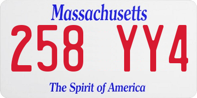 MA license plate 258YY4