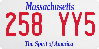 MA license plate 258YY5