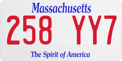 MA license plate 258YY7