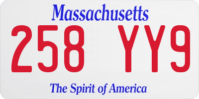 MA license plate 258YY9