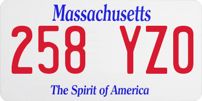 MA license plate 258YZ0