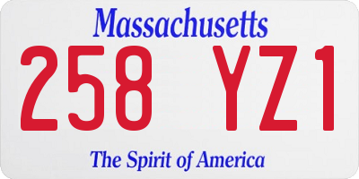 MA license plate 258YZ1