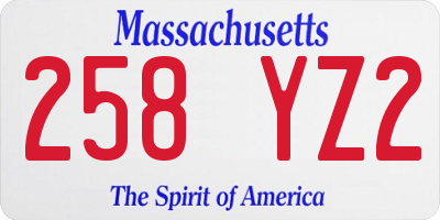 MA license plate 258YZ2