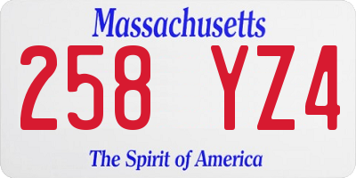MA license plate 258YZ4