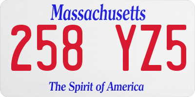 MA license plate 258YZ5