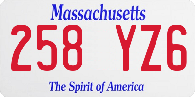 MA license plate 258YZ6