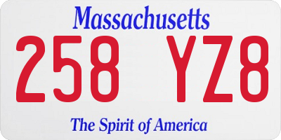 MA license plate 258YZ8