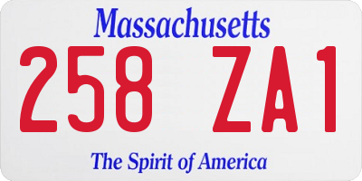 MA license plate 258ZA1