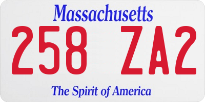MA license plate 258ZA2