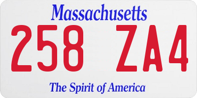 MA license plate 258ZA4
