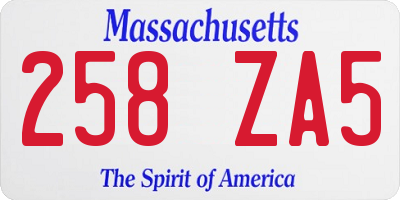 MA license plate 258ZA5