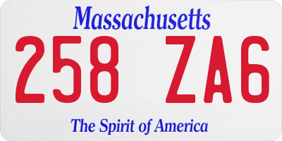 MA license plate 258ZA6