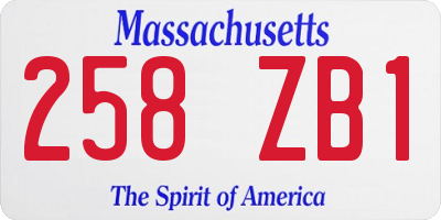 MA license plate 258ZB1
