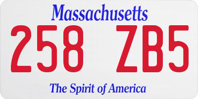 MA license plate 258ZB5