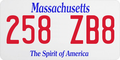 MA license plate 258ZB8