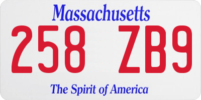 MA license plate 258ZB9