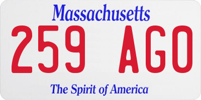 MA license plate 259AG0