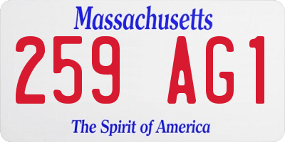 MA license plate 259AG1