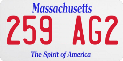 MA license plate 259AG2
