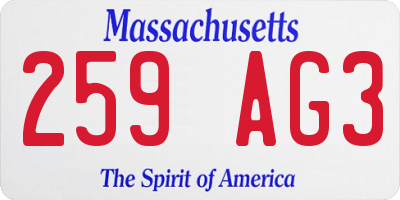 MA license plate 259AG3
