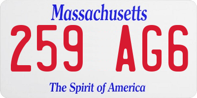 MA license plate 259AG6
