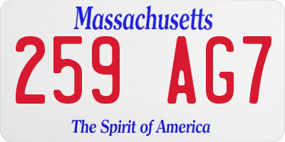 MA license plate 259AG7