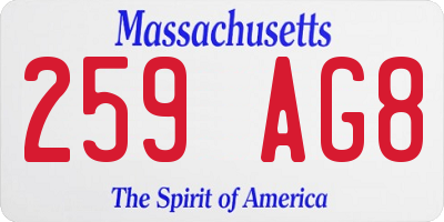 MA license plate 259AG8