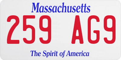 MA license plate 259AG9