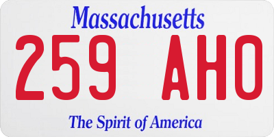 MA license plate 259AH0