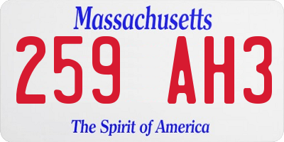 MA license plate 259AH3