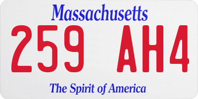 MA license plate 259AH4
