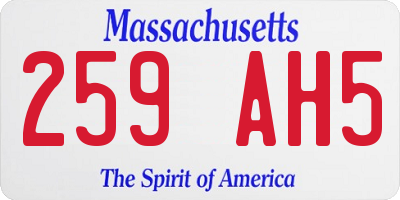 MA license plate 259AH5