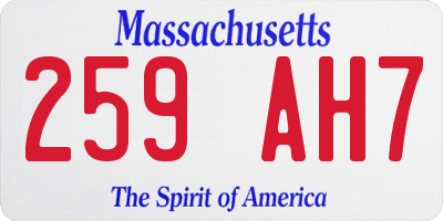 MA license plate 259AH7