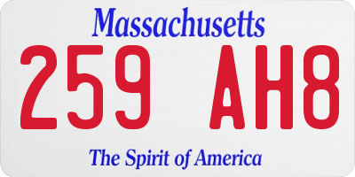 MA license plate 259AH8