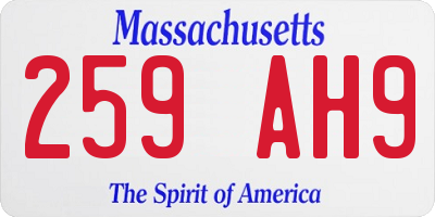 MA license plate 259AH9
